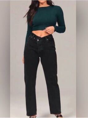 Abercrombie & Fitch Curve Love Criss Cross Jeans Size 31 High Rise 90s Straight